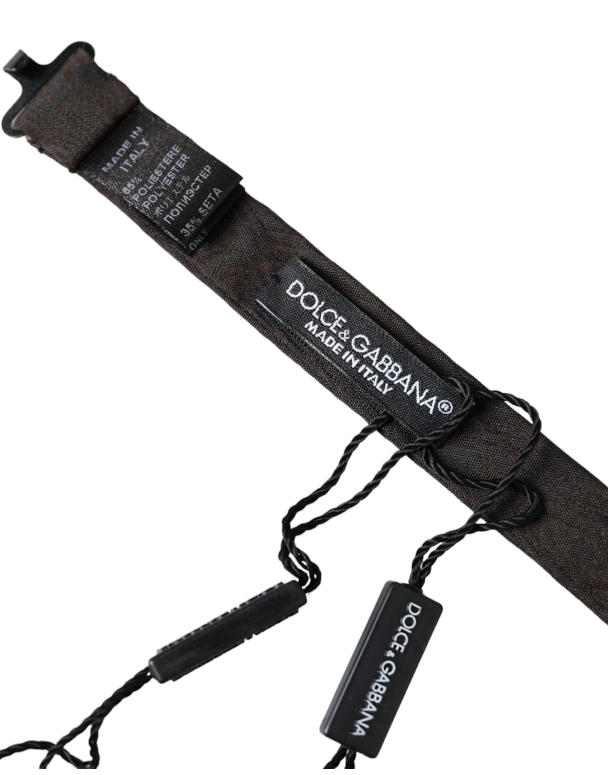 Black silk adjustable men's bow tie by Dolce & Gabbana, with a classic design and elegant silk fabric.