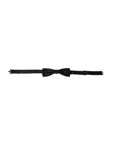 Black silk patterned adjustable men's bow tie by Dolce & Gabbana, featuring elegant design and classic style.