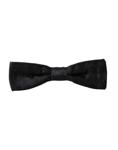 Black silk patterned adjustable men's bow tie by Dolce & Gabbana, featuring elegant design and classic style.