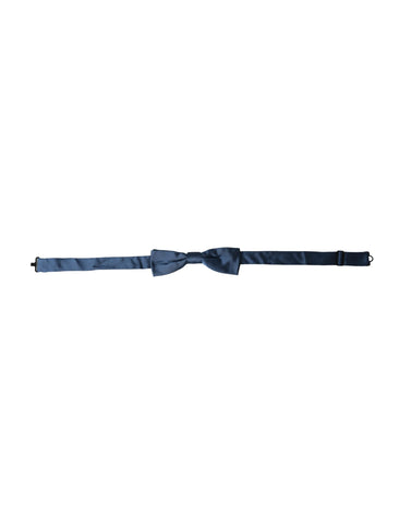 Blue satin silk adjustable men's bow tie from Dolce & Gabbana, featuring a classic bow shape and elegant satin finish.