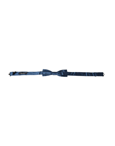Blue satin silk adjustable men's bow tie by Dolce & Gabbana, featuring a stylish and elegant neck accessory.