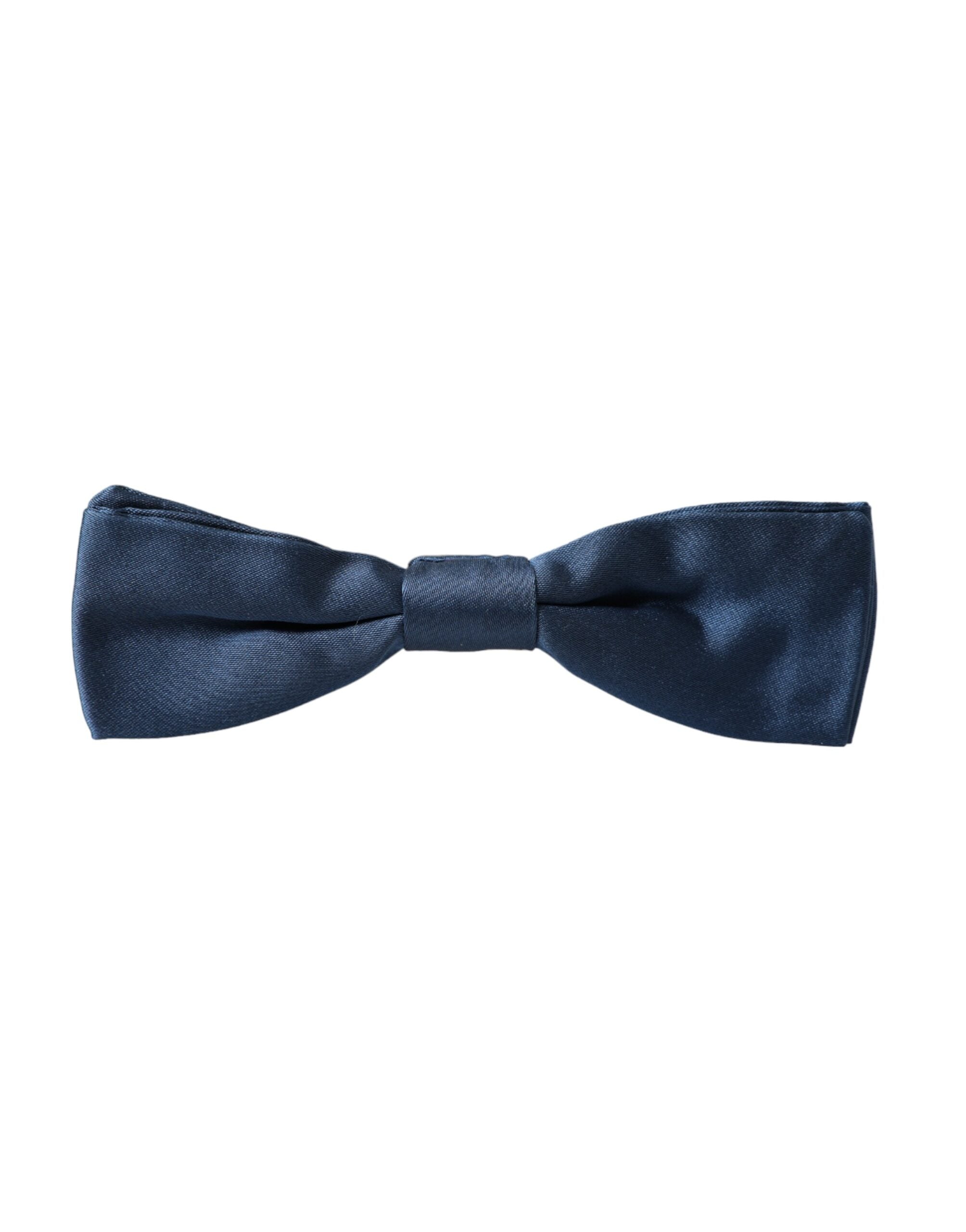 Blue satin silk adjustable men's bow tie by Dolce & Gabbana, featuring a classic elegant design and sleek finish.