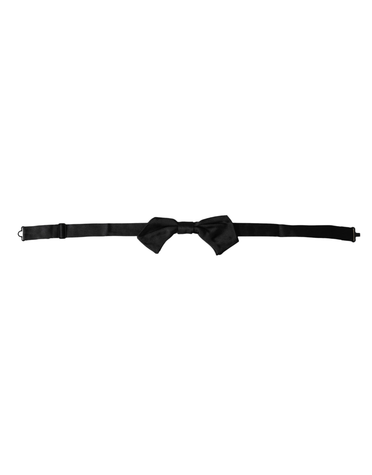 Black satin silk adjustable men's bow tie by Dolce & Gabbana, featuring a classic and elegant design.