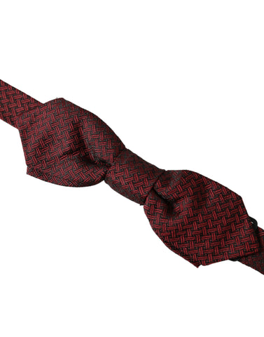 Red silk fantasy adjustable neck bow tie by Dolce & Gabbana, featuring a stylish and elegant design for men's formal wear.