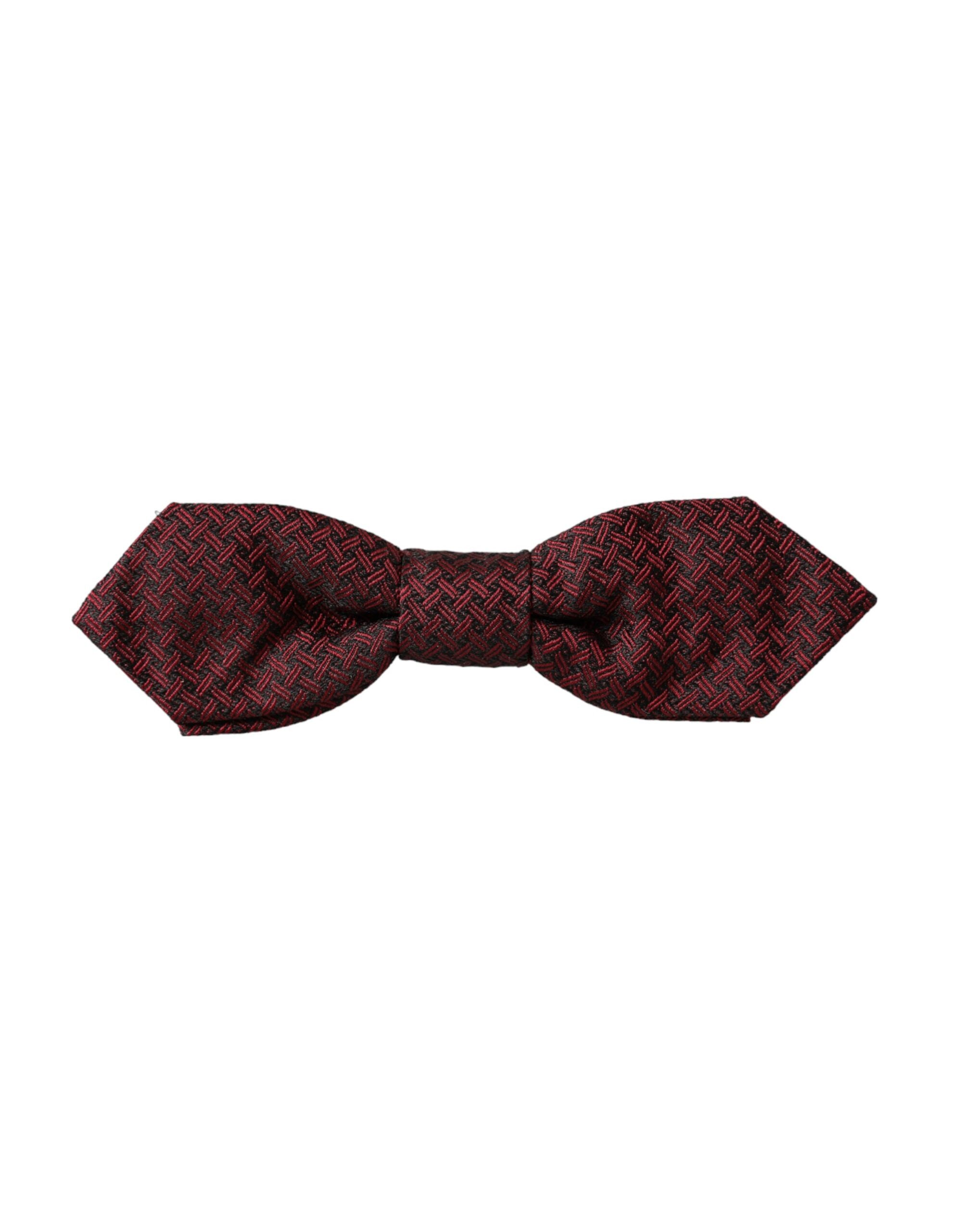 Red silk fantasy adjustable neck bow tie by Dolce & Gabbana, featuring a luxurious and stylish design for elegant occasions.