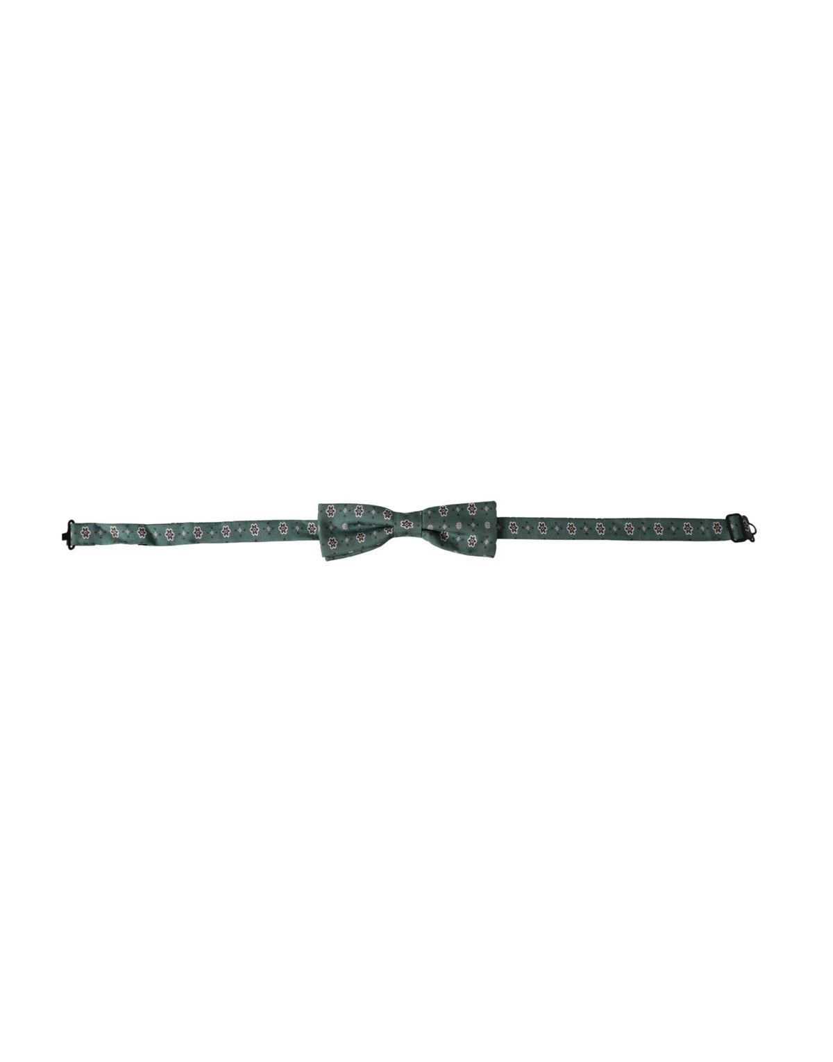 Mint green floral adjustable neck bow tie by Dolce & Gabbana, featuring a stylish floral pattern and classic bow shape.