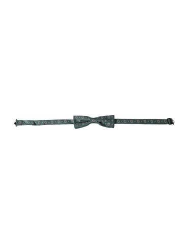 Mint green floral adjustable neck bow tie by Dolce & Gabbana, featuring a stylish floral pattern and classic bow shape.