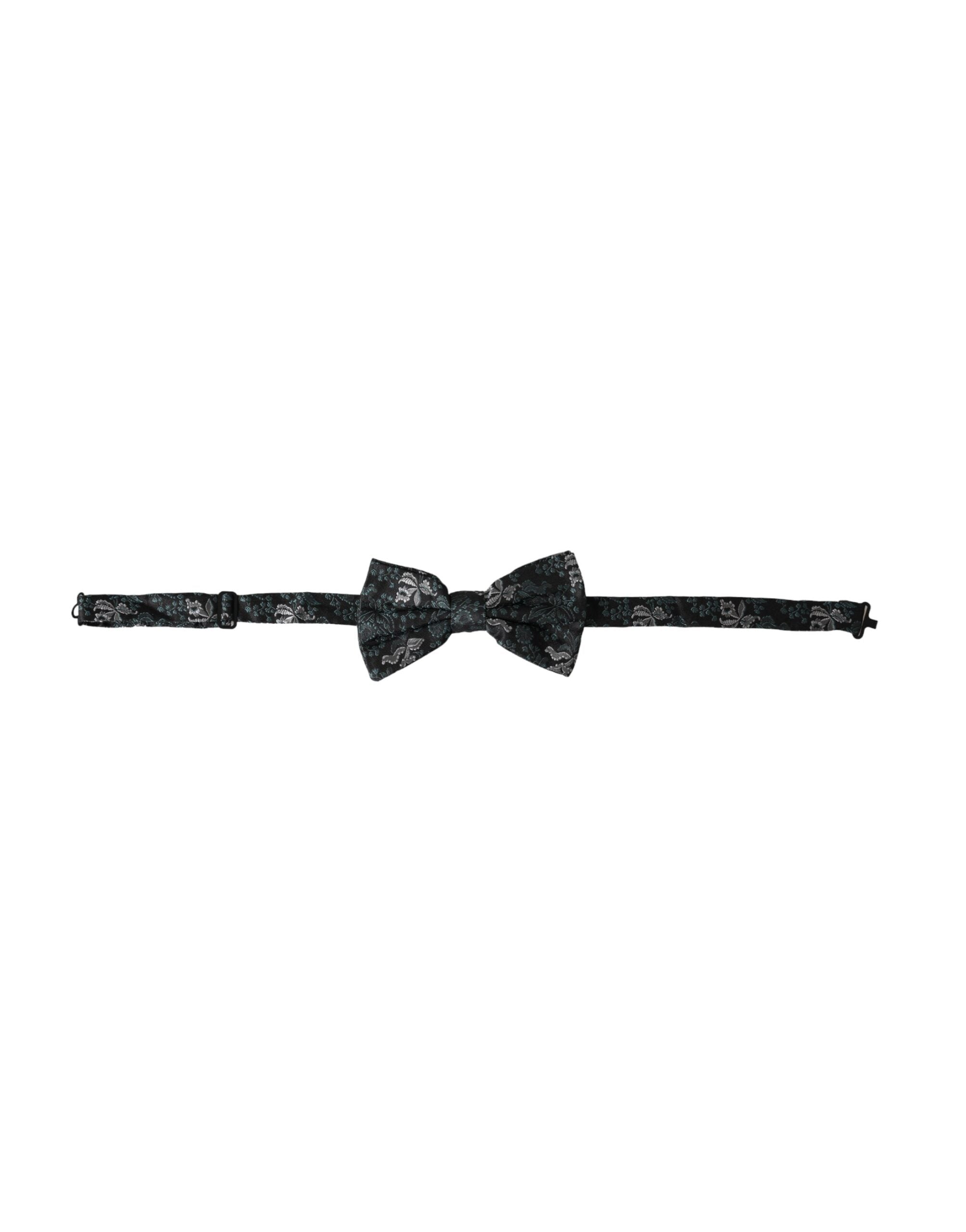 Multicolor floral silk bow tie for men with adjustable neck strap by Dolce & Gabbana, featuring vibrant fantasy floral design.