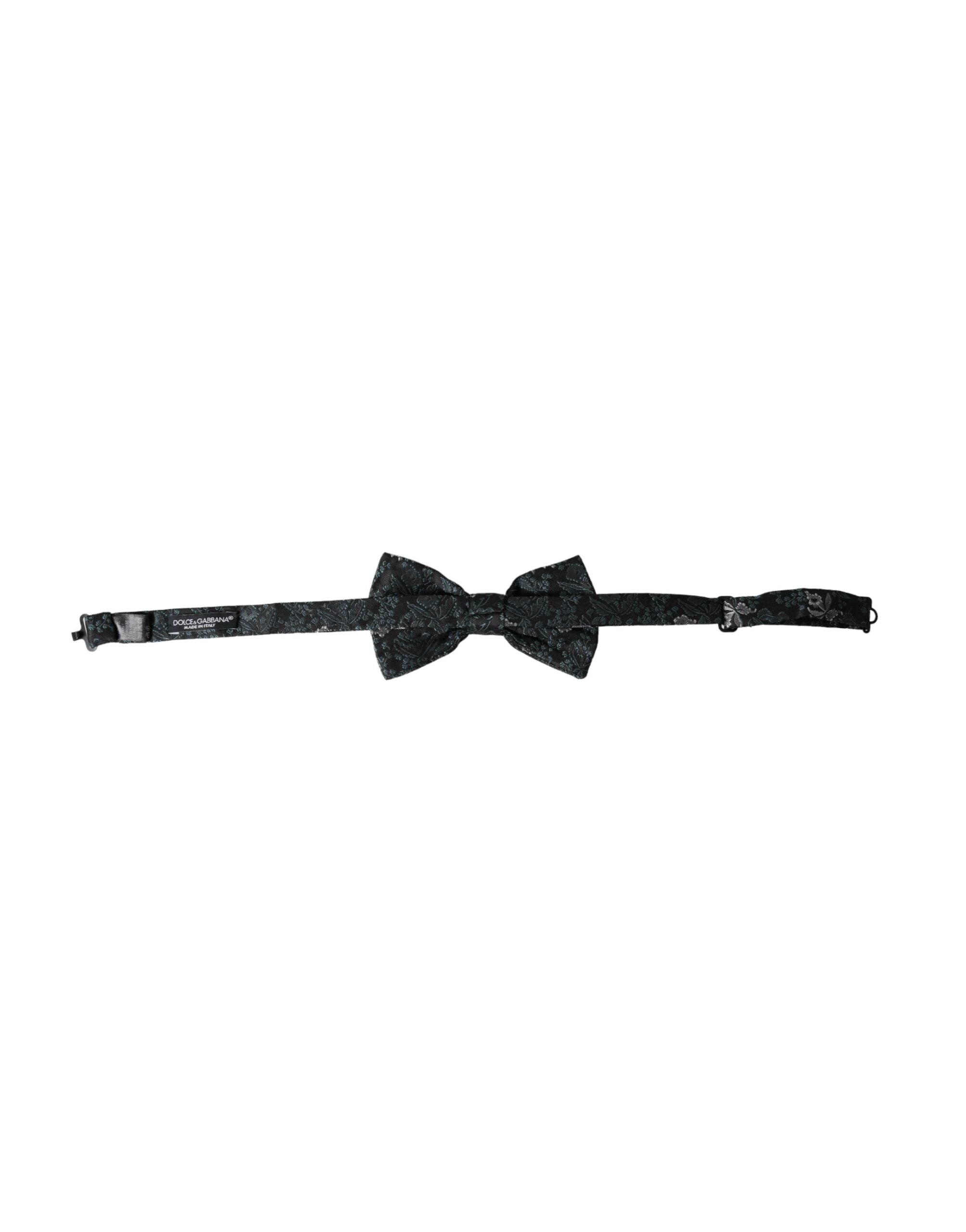 Multicolor floral silk bow tie with adjustable neck strap from Dolce & Gabbana, featuring a fantasy floral pattern.