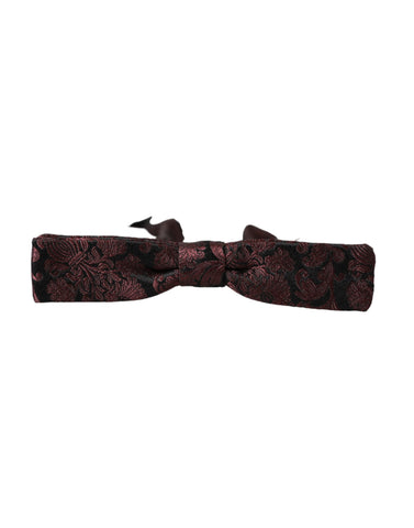 Maroon floral silk adjustable men's bow tie by Dolce & Gabbana, featuring a stylish floral pattern and elegant silk fabric.