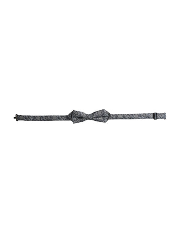 Gray silk patterned adjustable men's bow tie by Dolce & Gabbana, featuring a stylish design and classic knot detail.
