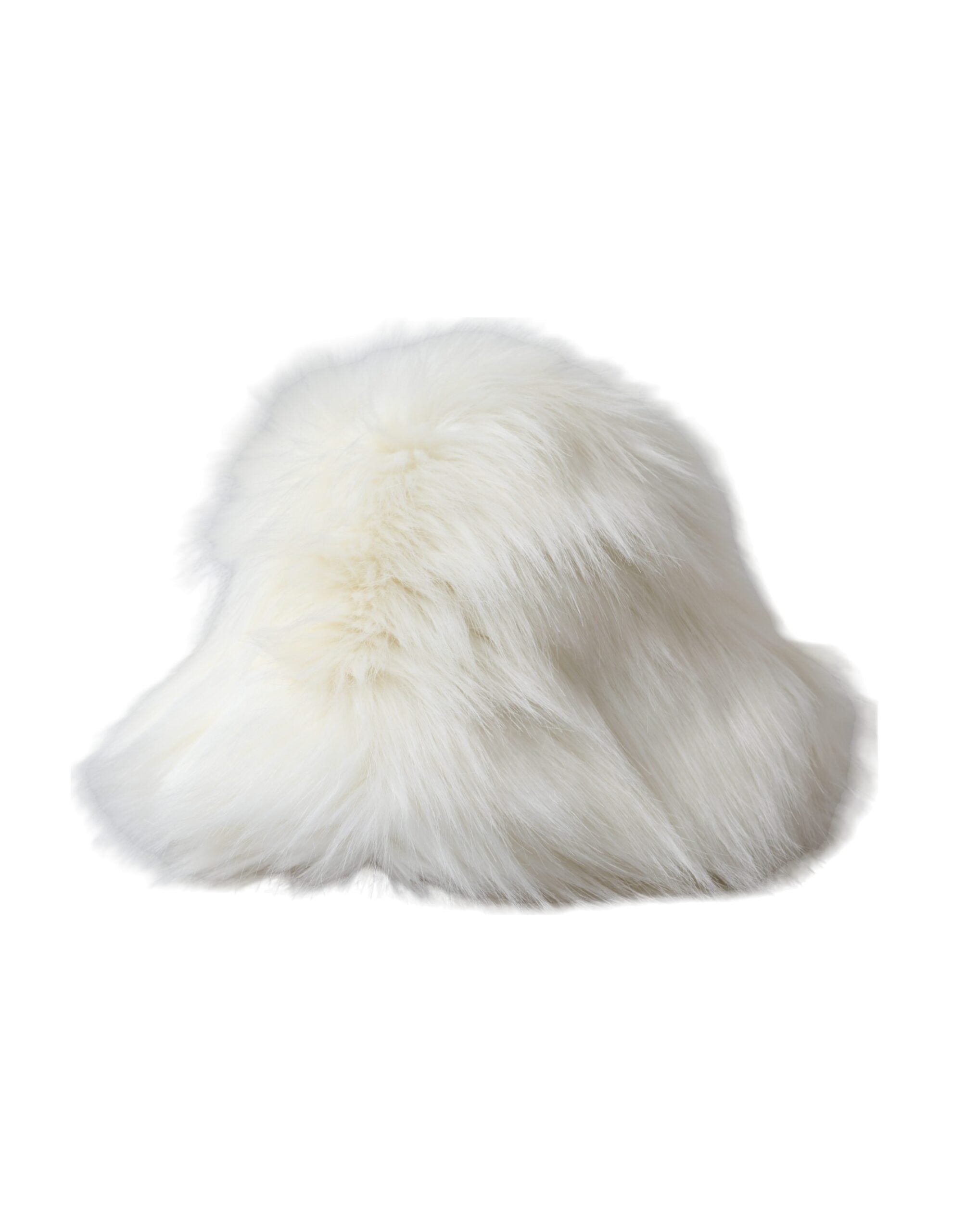 White acrylic fur bucket hat for women by Dolce & Gabbana, featuring a soft, stylish design with a wide brim.