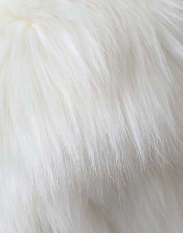 White acrylic fur women's bucket hat by Dolce & Gabbana, featuring a soft, plush texture and stylish wide brim.