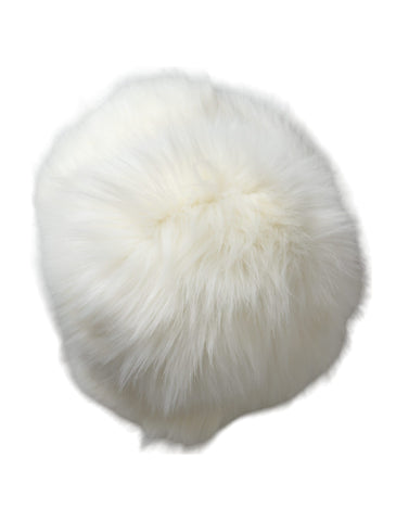 White acrylic fur women's bucket hat by Dolce & Gabbana, featuring a soft, plush texture and stylish wide-brim design.