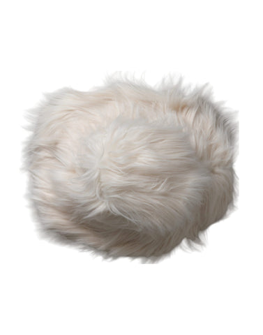 Off White acrylic fur women's bucket hat by Dolce & Gabbana with a stylish, textured design and wide brim.