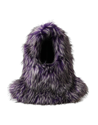 Dolce & Gabbana purple faux fur whole head wrap hat featuring plush, soft material and stylish design.
