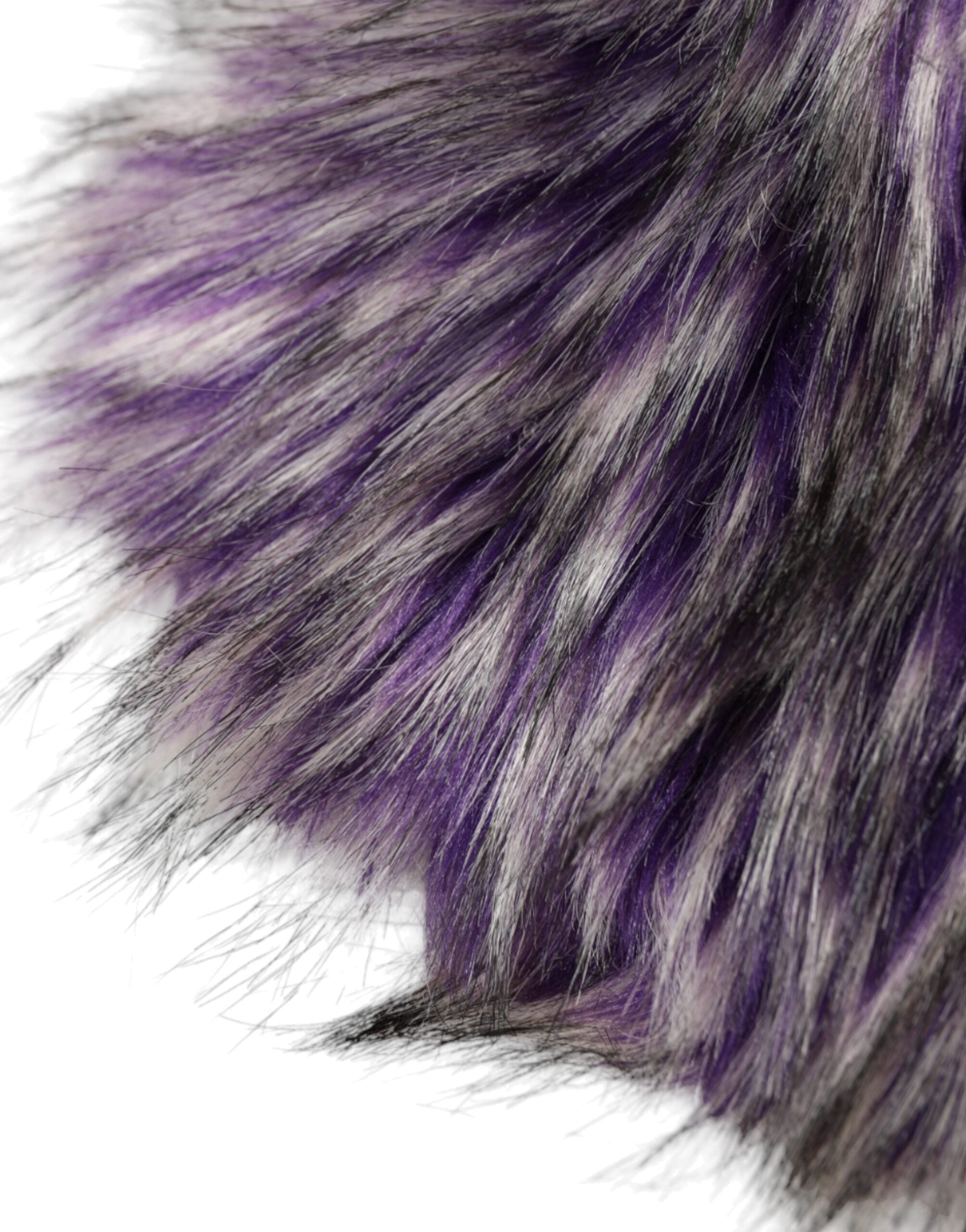 Purple faux fur Dolce & Gabbana head wrap hat with a full coverage design, soft and luxurious for stylish winter wear.