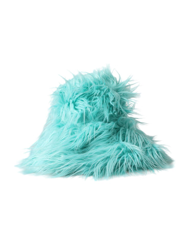 Mint green acrylic fur bucket hat for women by Dolce & Gabbana, featuring a soft, plush texture and stylish design.