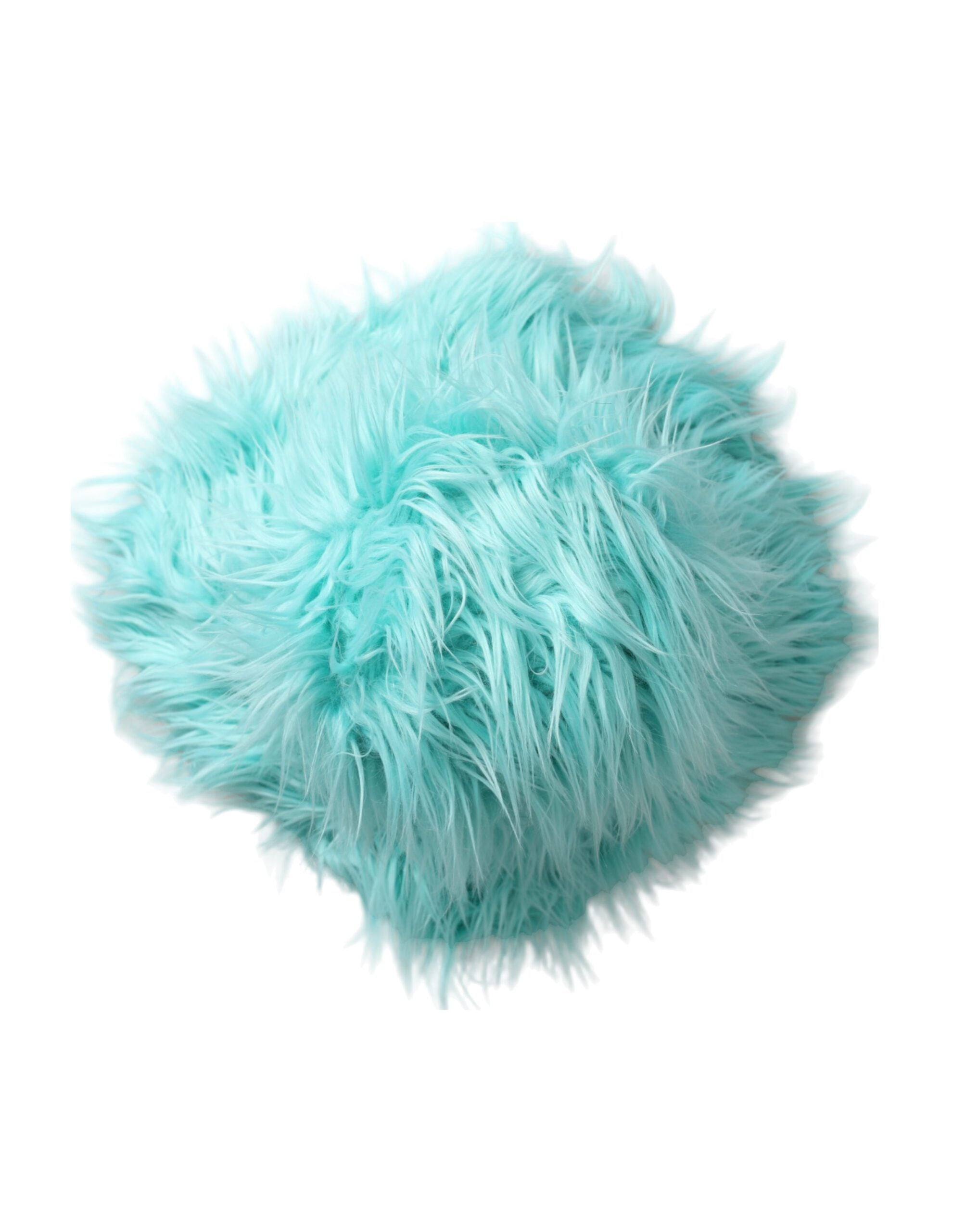 Mint green acrylic fur women's bucket hat by Dolce & Gabbana, showcasing soft fur texture and stylish wide-brim design.