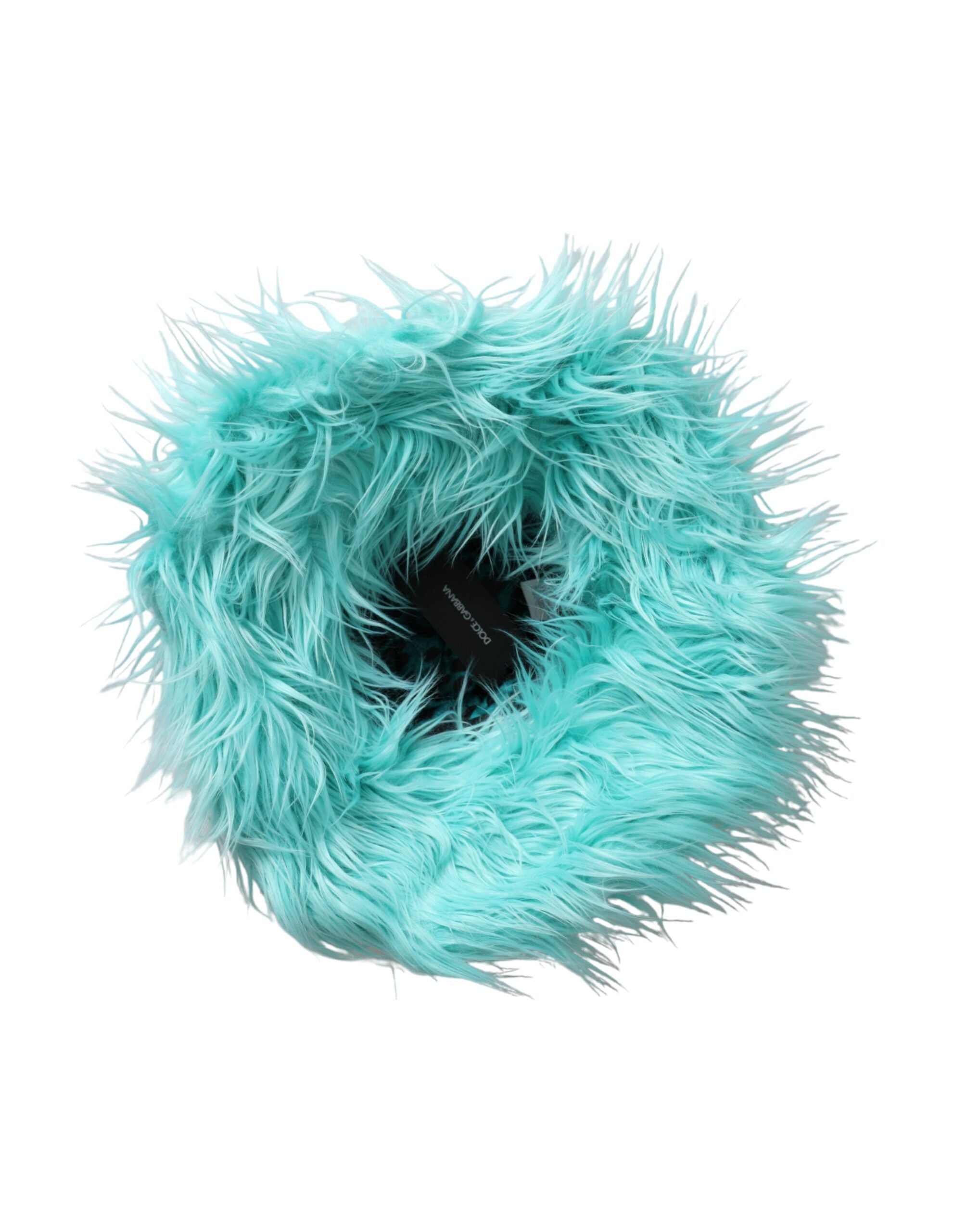 Mint green acrylic fur bucket hat for women by Dolce & Gabbana, featuring soft fur material and a stylish, casual design.