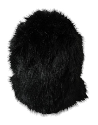 Black faux fur whole head wrap hat by Dolce & Gabbana, stylish and cozy winter accessory with plush fur coverage.