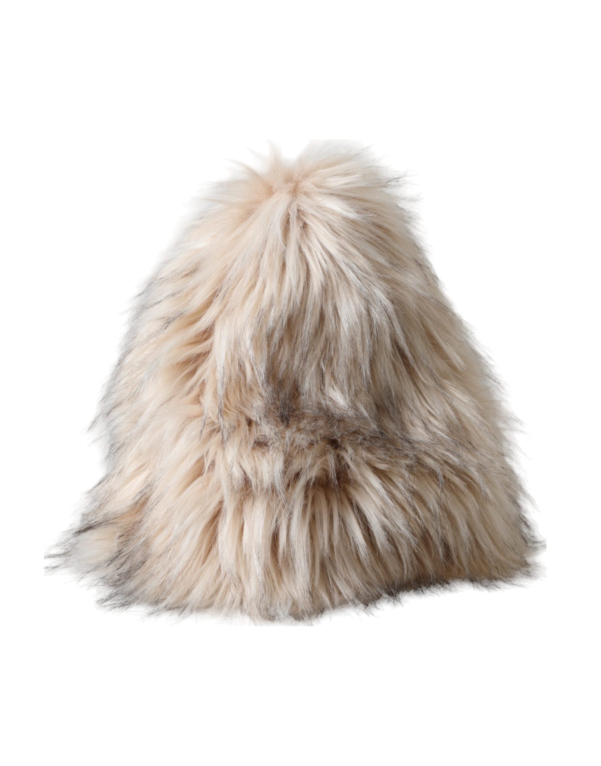 Beige acrylic fur women's bucket hat by Dolce & Gabbana featuring a soft, plush texture and wide brim.