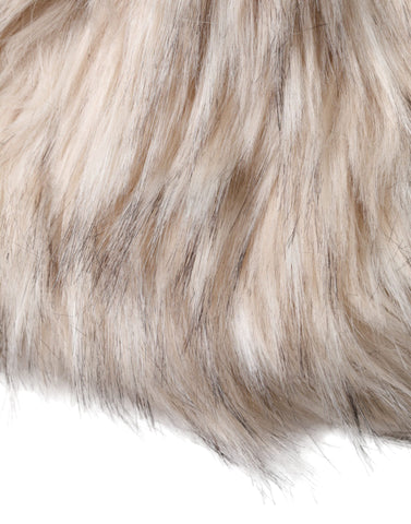Beige acrylic fur women’s bucket hat by Dolce & Gabbana featuring soft, plush texture and stylish wide brim.