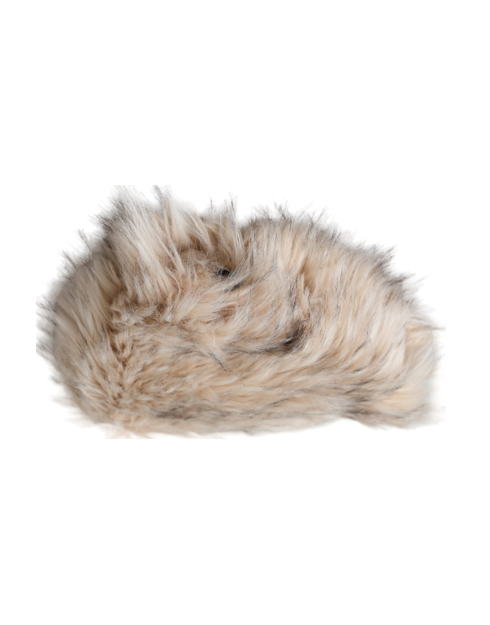 Beige acrylic fur women's bucket hat by Dolce & Gabbana, featuring soft texture and stylish design.