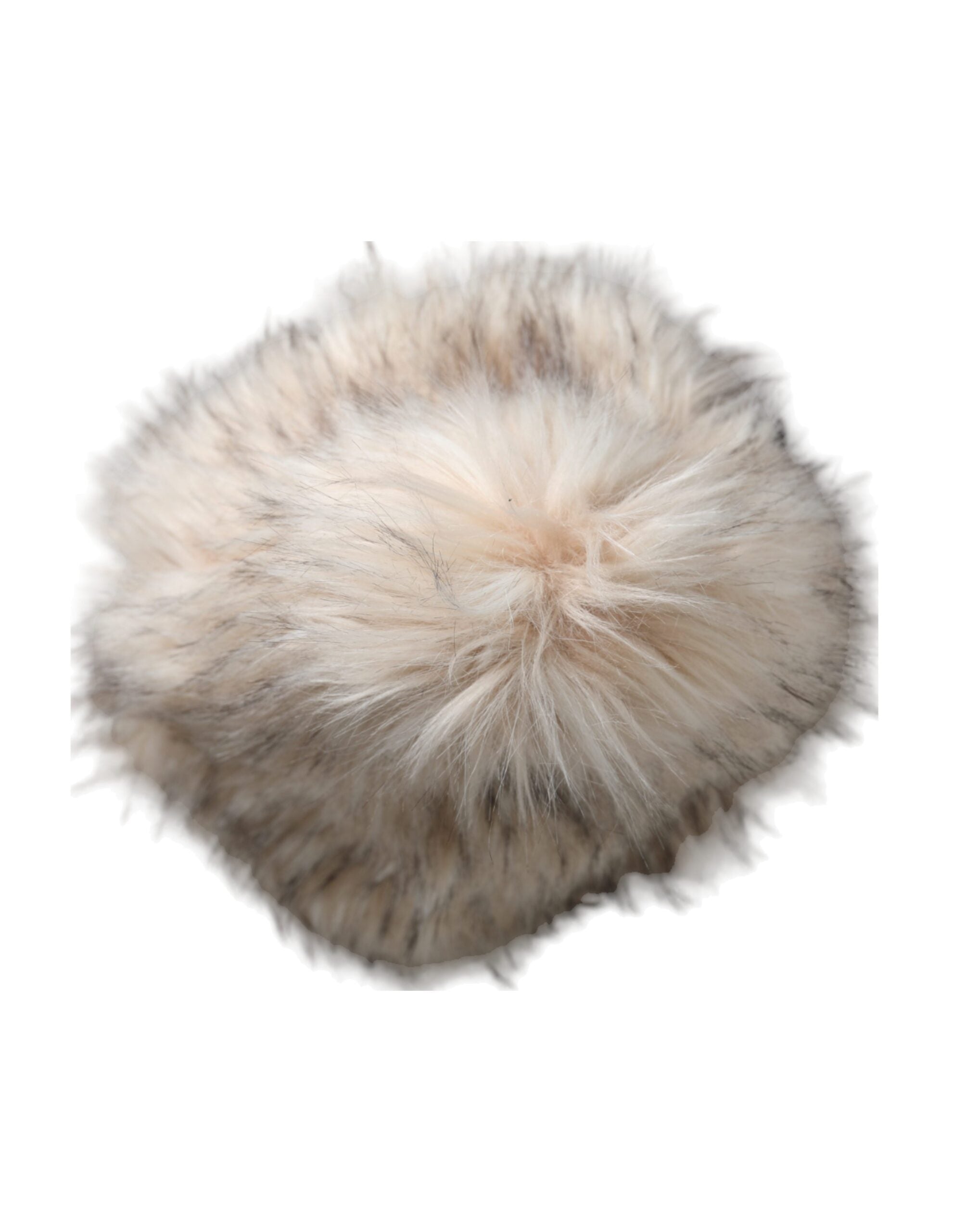 Beige acrylic fur women's bucket hat by Dolce & Gabbana with soft, plush texture and wide brim for stylish winter wear.