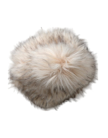 Beige acrylic fur women's bucket hat by Dolce & Gabbana with soft, plush texture and wide brim for stylish winter wear.