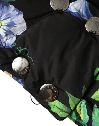 Black floral print Dolce & Gabbana wide head wrap hat with full coverage and stylish design, perfect for fashion-forward looks.