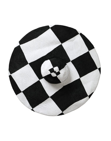 Black and white checkered wide brim floppy hat by Dolce & Gabbana with a stylish, relaxed design and soft fabric.
