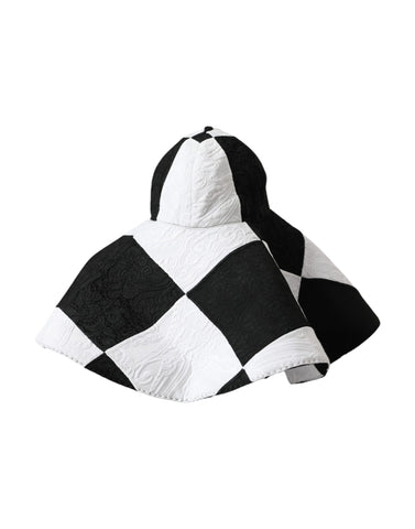 Black and white checkered wide brim floppy hat by Dolce & Gabbana, featuring a stylish, oversized sun hat design.