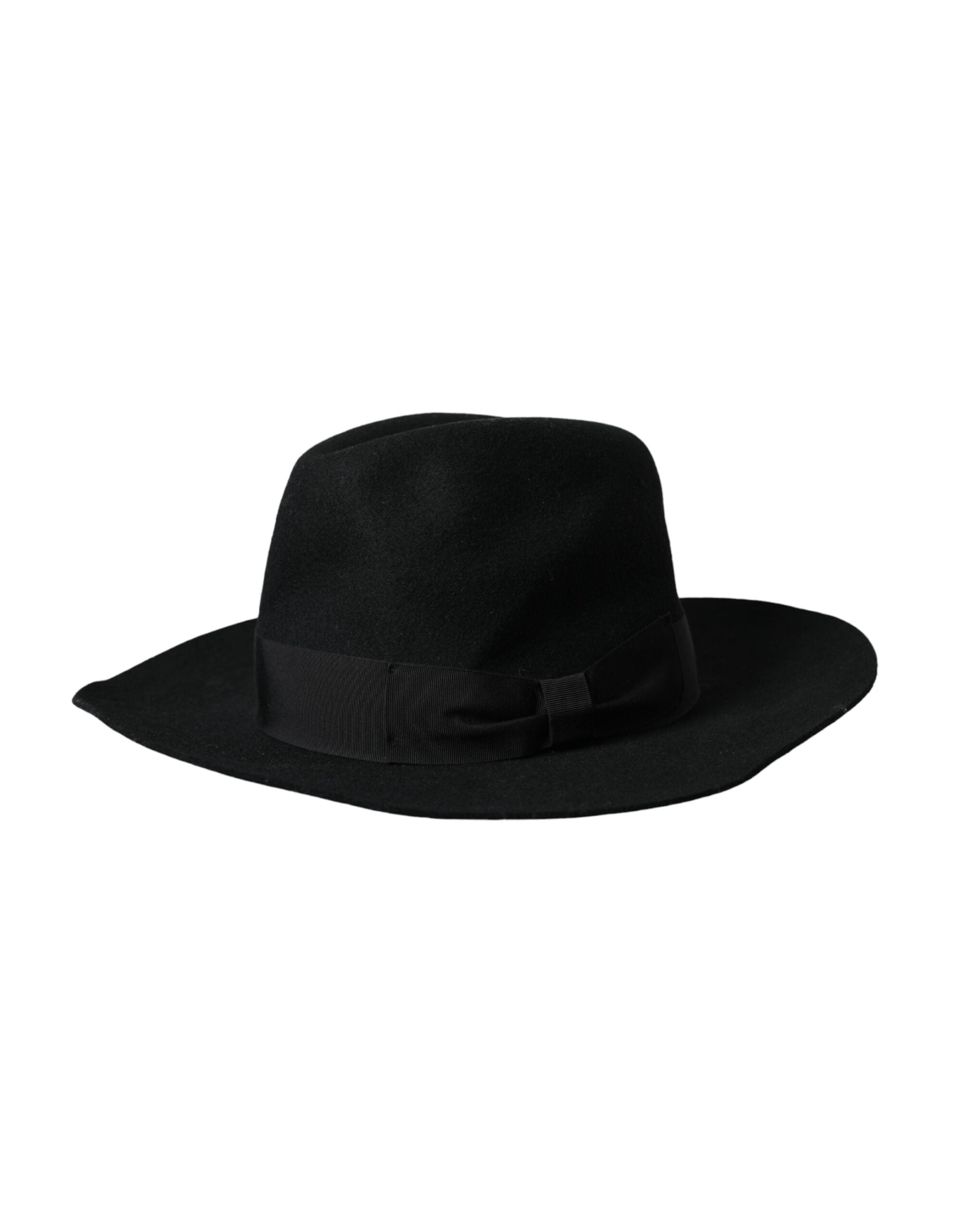 Black Dolce & Gabbana rabbit fedora trilby hat for women, stylish wide-brim hat with a sleek black finish and elegant design.