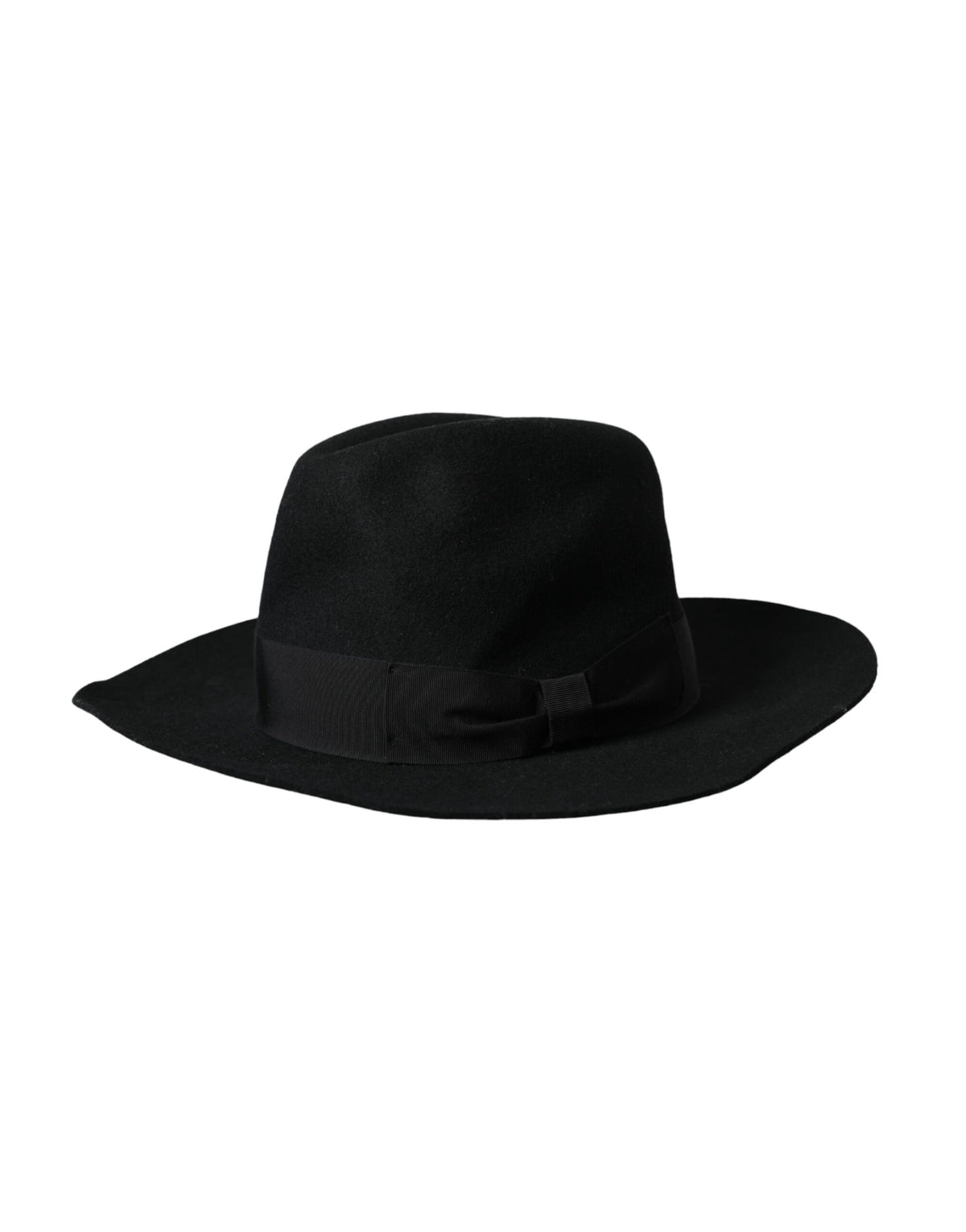 Black rabbit felt fedora trilby hat for women by Dolce & Gabbana, featuring a wide brim and stylish design.