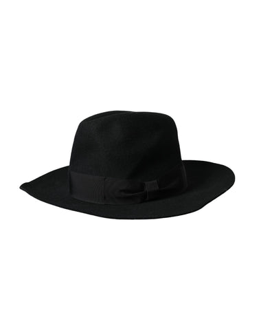 Black rabbit felt fedora trilby hat for women by Dolce & Gabbana, featuring a wide brim and stylish design.