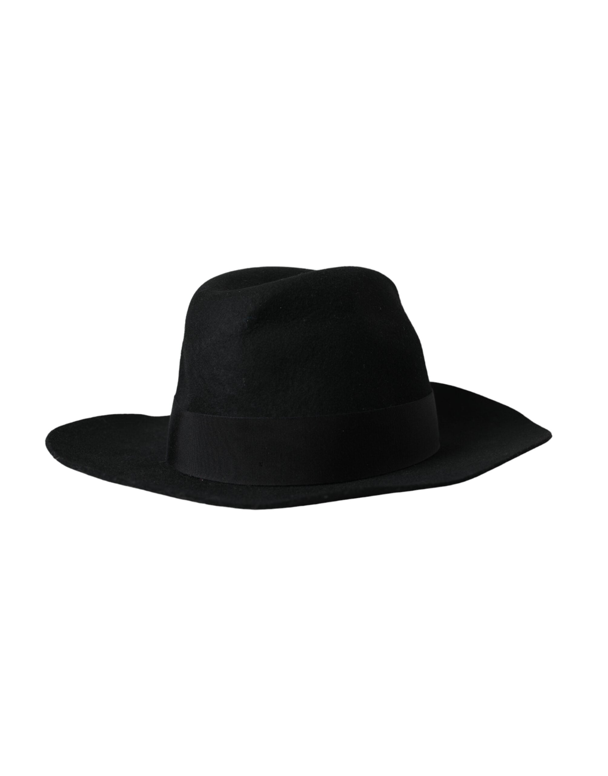 Black Dolce & Gabbana rabbit fedora trilby women's hat with a wide brim and classic style, shown in the product image.