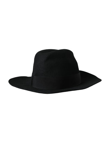 Black Dolce & Gabbana rabbit fedora trilby women's hat with a wide brim and classic style, shown in the product image.