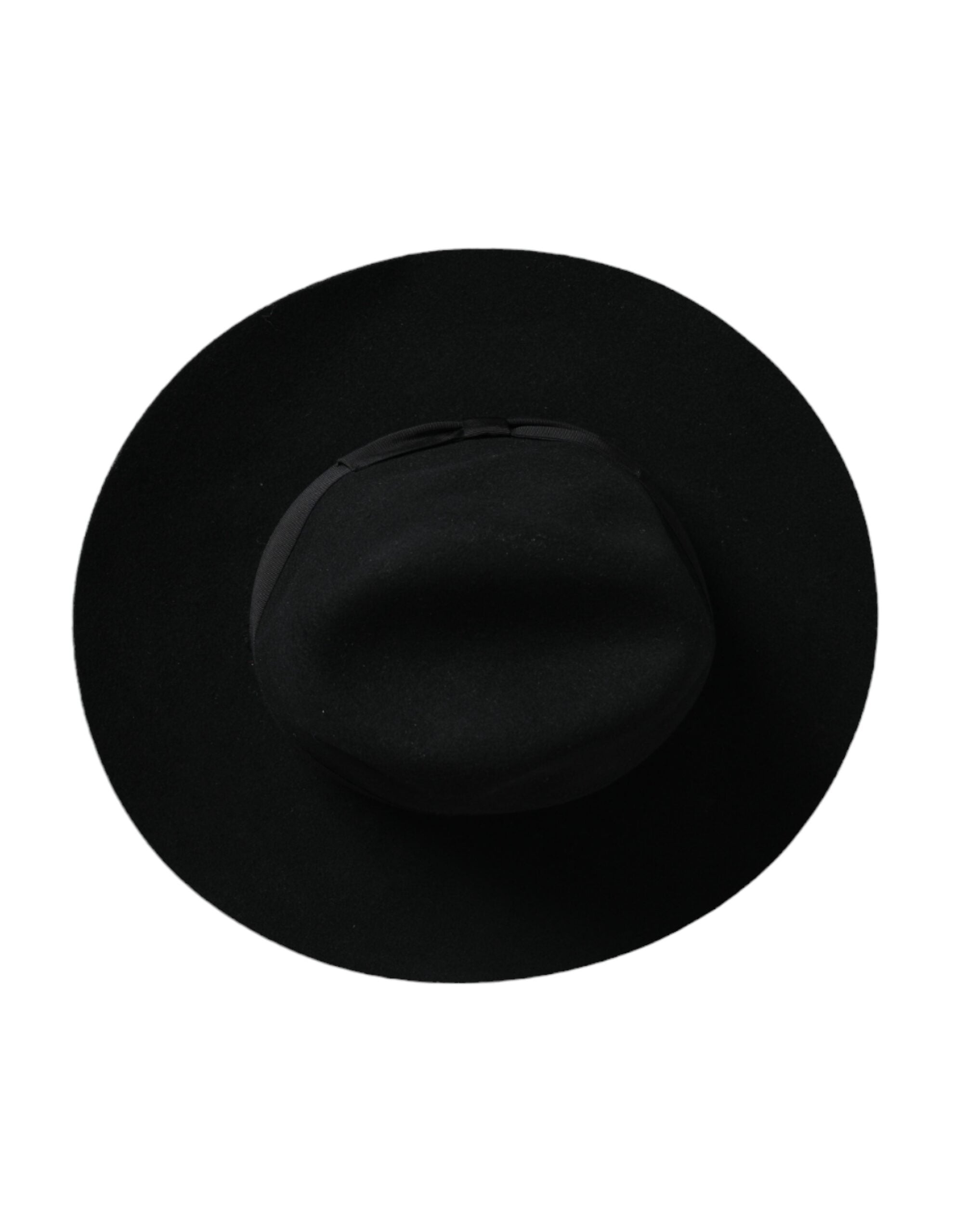 Black Dolce & Gabbana rabbit fedora trilby hat for women, stylish wide-brim hat with feather accents and classic design.