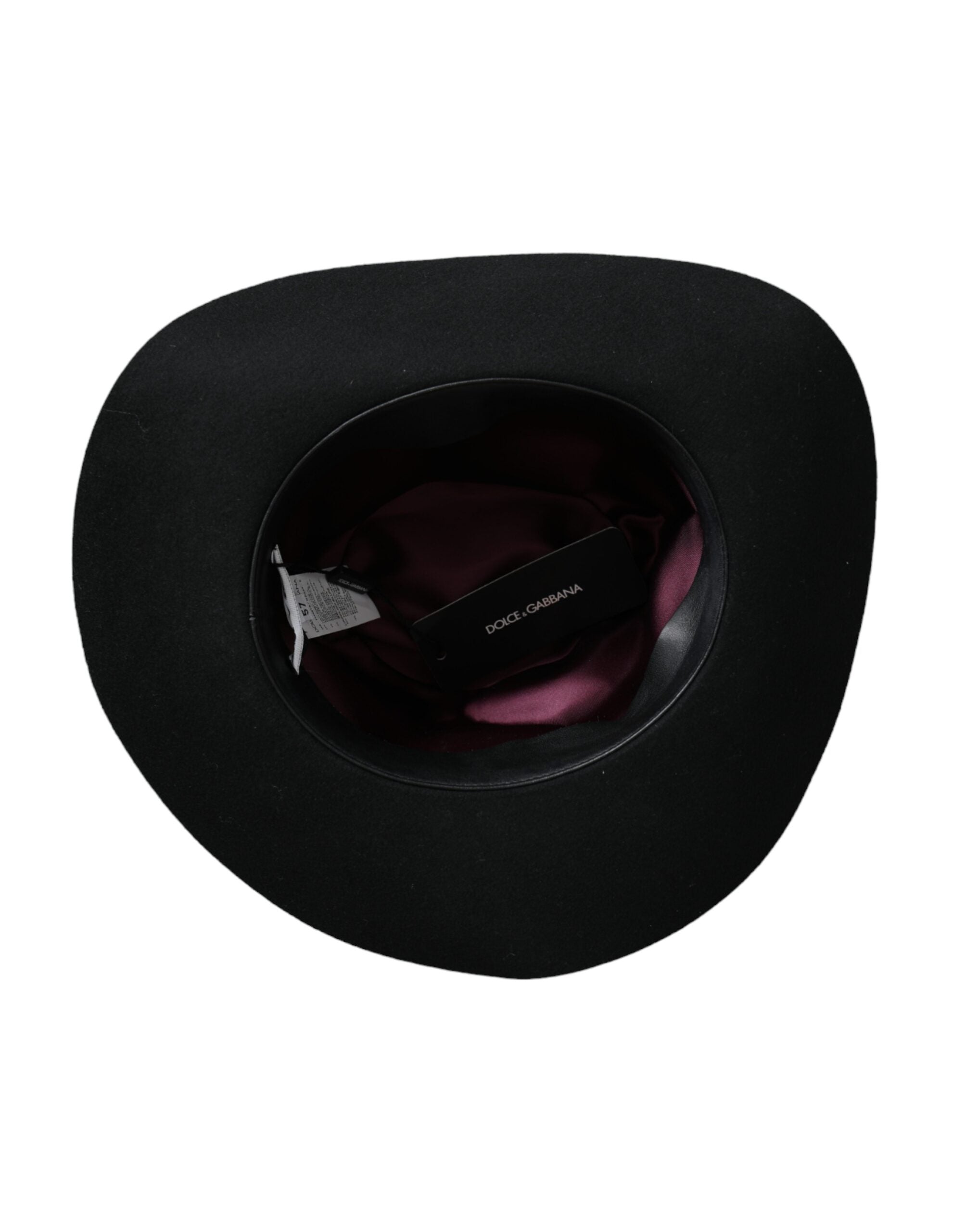 Black Dolce & Gabbana rabbit fedora trilby women’s hat with wide brim and classic design, stylish headwear accessory.