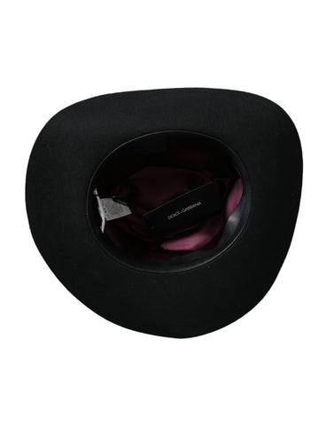 Black Dolce & Gabbana rabbit fedora trilby women’s hat with wide brim and classic design, stylish headwear accessory.