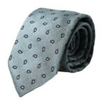 Green patterned 100% silk men’s tie by Dolce & Gabbana, featuring an adjustable design and elegant pattern detail.