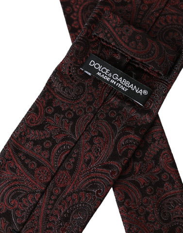 Dolce & Gabbana Bordeaux patterned silk men’s tie with adjustable length and elegant design.