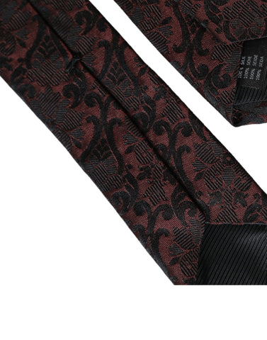 Maroon floral silk adjustable men's tie by Dolce & Gabbana with vibrant floral pattern and classic knot style.