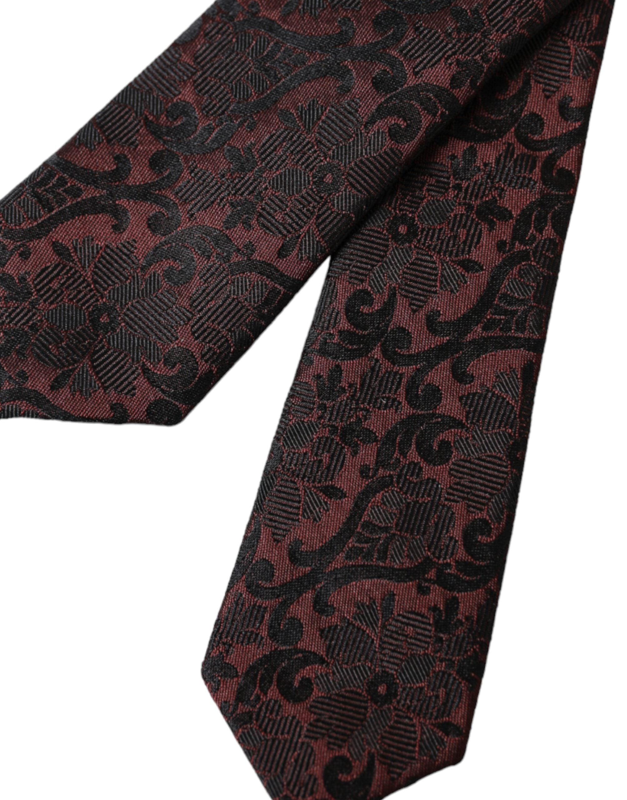 Maroon floral silk adjustable men's tie by Dolce & Gabbana with vibrant flower pattern and classic knot design.