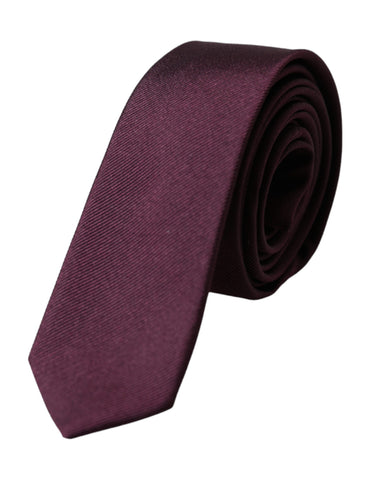 Bordeaux solid 100% silk adjustable men's tie by Dolce & Gabbana displayed on a neutral background.