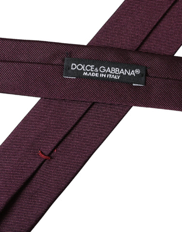 Bordeaux solid silk adjustable men's tie by Dolce & Gabbana, showcasing smooth fabric and elegant knot detail.