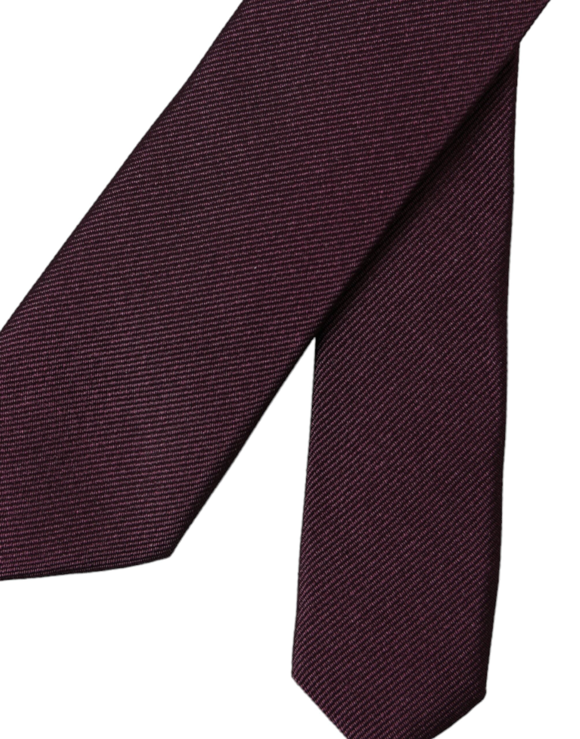 Bordeaux solid 100% silk men's tie by Dolce & Gabbana, adjustable with a sleek, elegant design for formal attire.