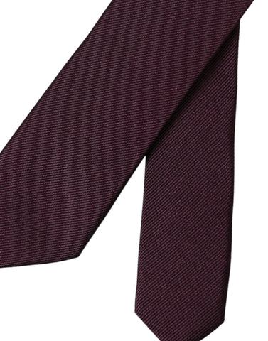 Bordeaux solid 100% silk men's tie by Dolce & Gabbana, adjustable with a sleek, elegant design for formal attire.