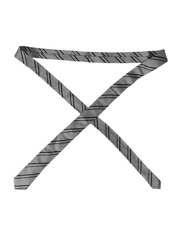 Dark Gray White Stripes Silk Adjustable Tie